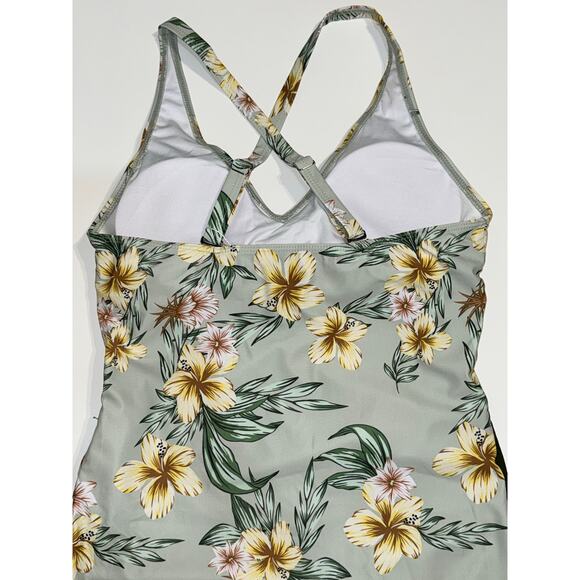 SummerMae Women's Tankini Swimsuit Tummy Control Criss Cross Back, Size M - Picture 6 of 7